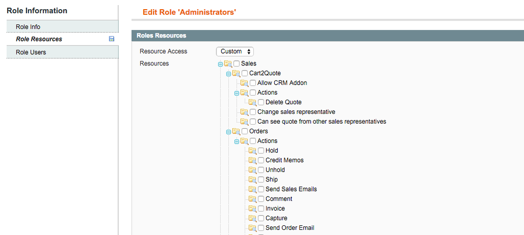 Cart2Quote system roles